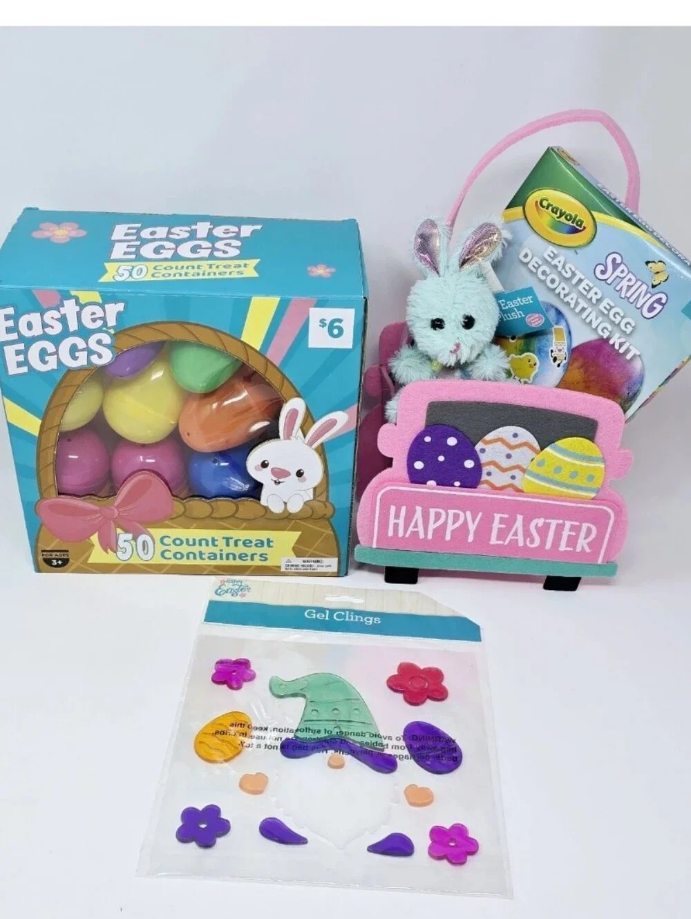 NEW Easter Basket Gift Bundle 50 Eggs Plush Bunny Egg Decorating Kit & More!
